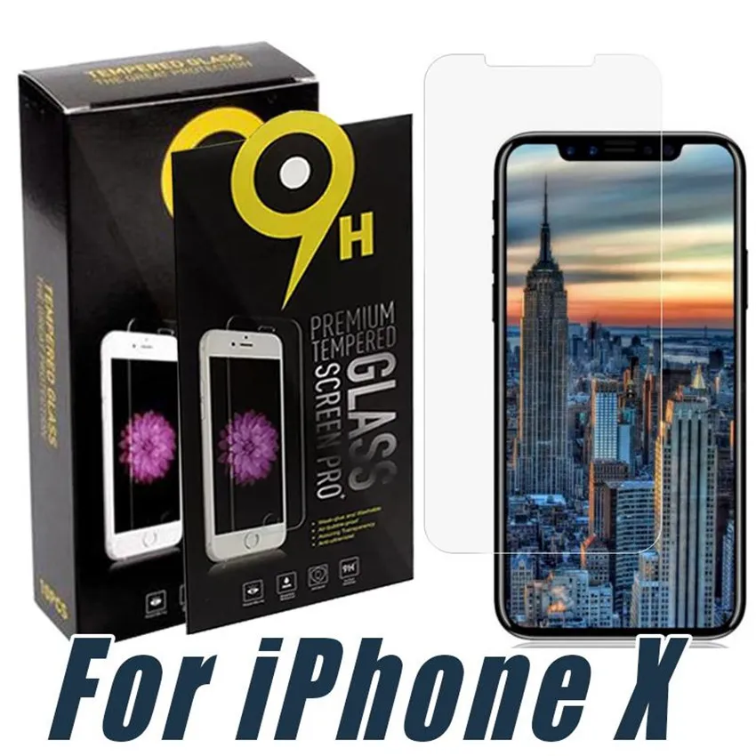 Para iPhone X 8 Protector de pantalla de vidrio templado para Iphone 7S Iphone X Edition Film 0.33mm 2.5D 9H Paquete de papel anti-rotura