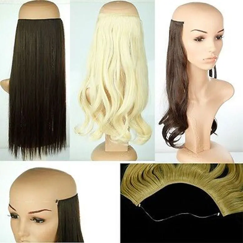New 20 inches Invisible Wire No Clips in Hair Extensions Fish Line Hairpieces real natural False Styling Hair Synthetic New 20 inches Invisible Wire No Clips in Hair Extensions Fish Line Hairpieces real natural False Styling Hair Synthetic
