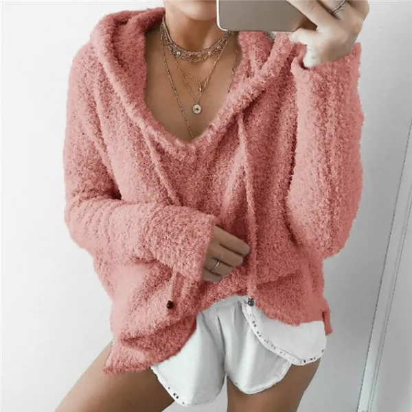 Women Clothes Pink Winter Warm Hoodies Loose Cute Fleece Pullover Women  Clothing Cheap Wholesale From 14,18 €