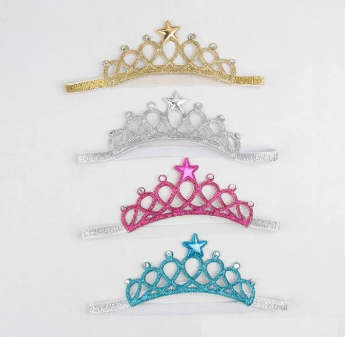 Babymeisjes hoofdbanden Sparkle Crowns Kids Grace Crown Hair Accessories Tiaras Hoofdbanden met Star Rijnestone Hair Accessoires 5 COL3719583