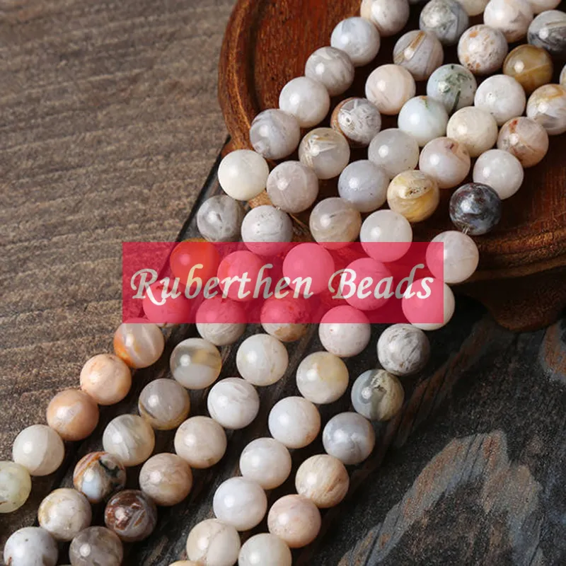 NB0079 Gros pierre naturelle feuille de bambou Agate perles en vrac haute quantité pierre plusieurs tailles perles rondes accessoire de fabrication de bijoux