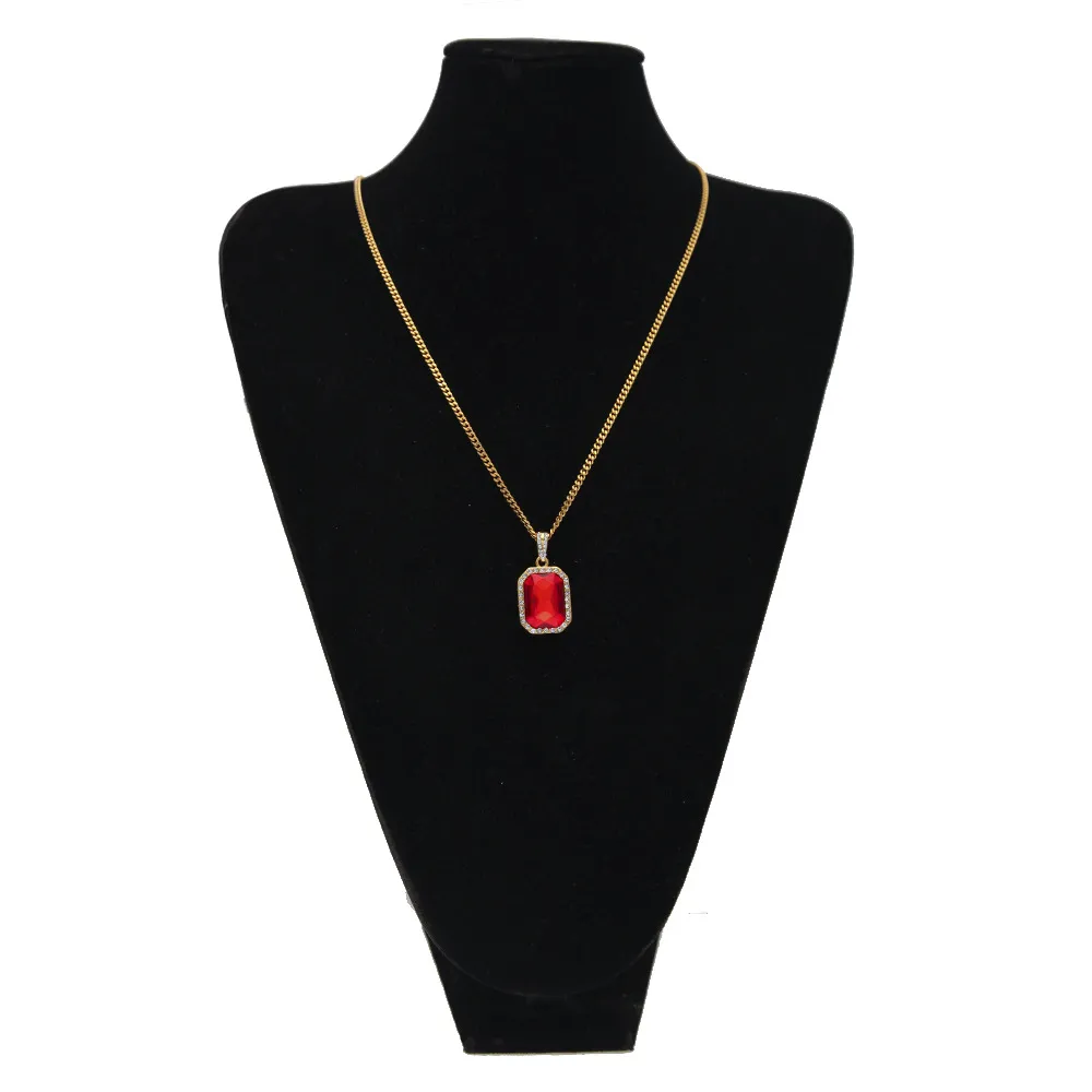 まっちゃちゃ@土日発送不可様のお専用✧.゜ Mens Gold Cuban Chain Mini Ruby Pendant Necklace Hip Hop