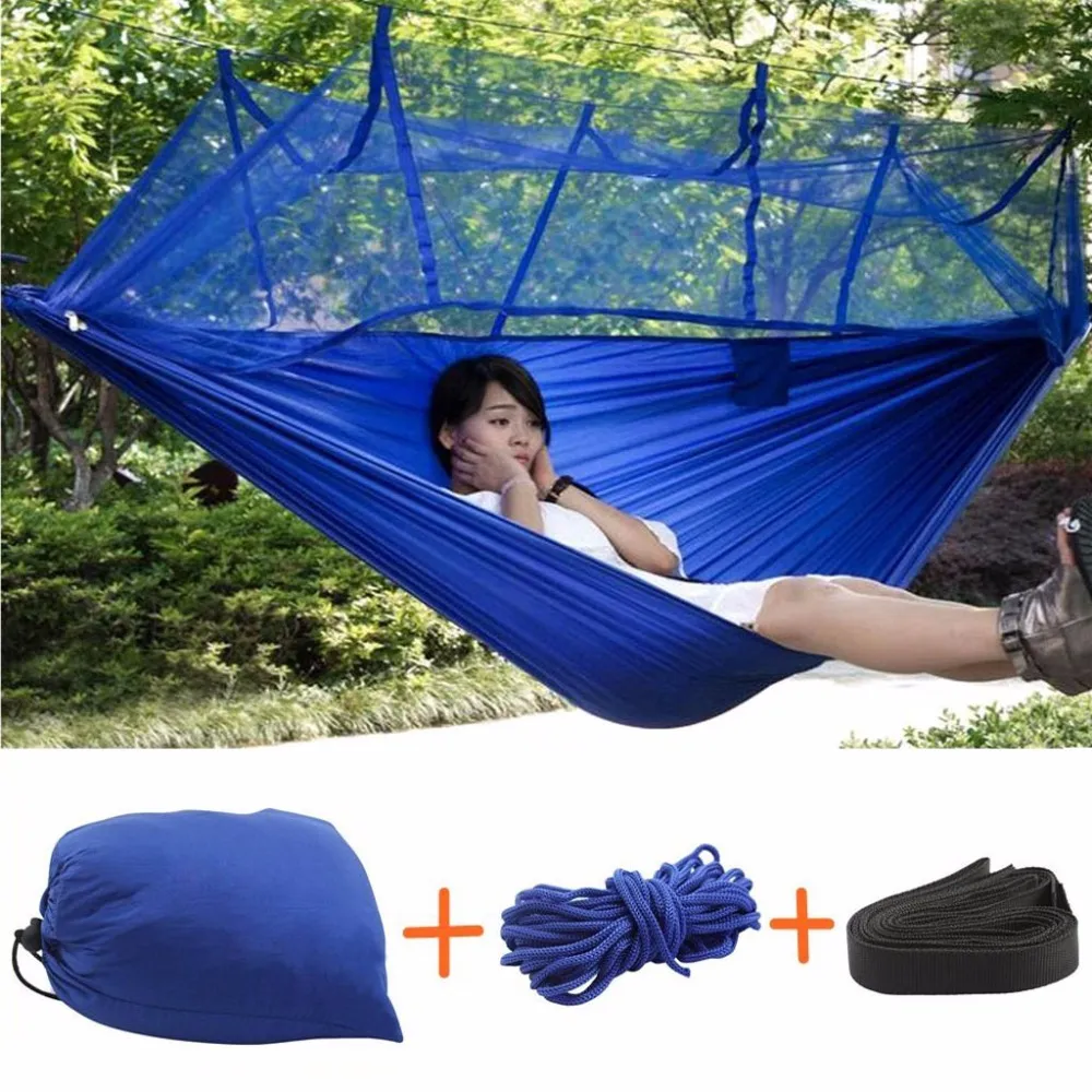 Mosquitera de tela resistente, hamaca portátil extra alta para acampar, cama colgante ligera, cama de viaje plegable y duradera, 3 colores 289r