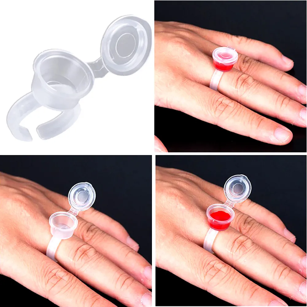 Tattoo Ink CupsCaps Microblading Pigment Ring Cups For Permanent Makeup Eyebrow Eyelash Extend Glue Holder Container With L5865853