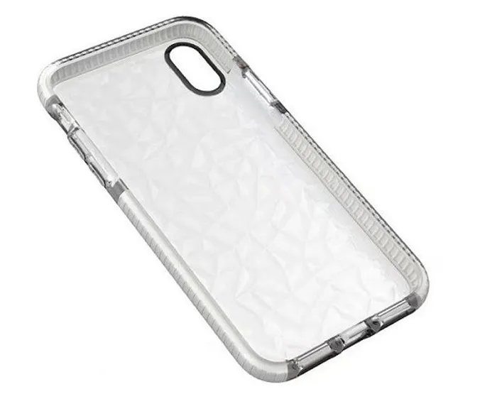 Transparent Clear Soft TPU + D30 Diamantmönster Telefonväska till iPhone XS Max XR 8 7 6S plus Samsung S8 S9 S10E Plus Not 9