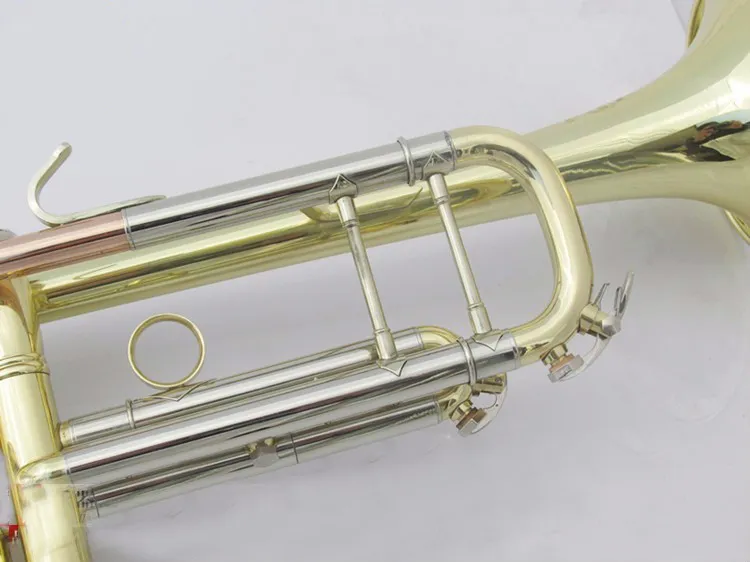 Profesjonalny TR 800G BB Trumpet Gold and Silver Laked Plated Mosiądz wysokiej jakości instrument muzyczny z ustnikiem