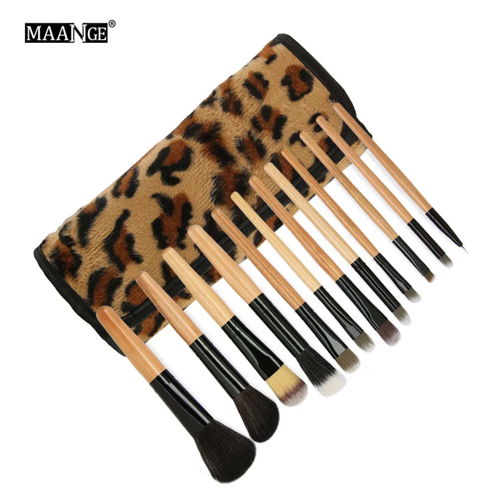 2019 professionelle neue professionelle make-up-kits pinsel kosmetik gesichts-make-up set werkzeuge mit leopard tasche make-up pinsel werkzeuge