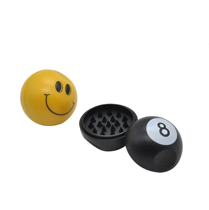 Kunststof bolvormige rookmolen tweelaags sigarettenaansteker gele smile 8-ball sigarettenaansteker