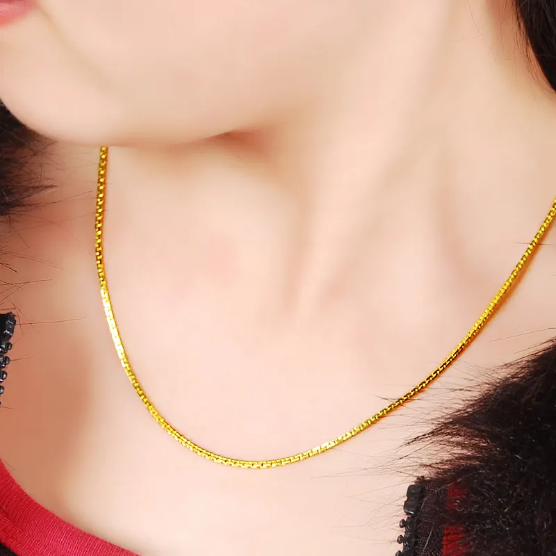 Wholesale Fashion 24k chain GP women necklace Jewelry pure gold color 3mm Snake bone chains Necklaces for 45cm