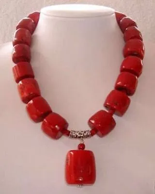 Nouveau collier de pierres précieuses de corail rouge étonnant 18