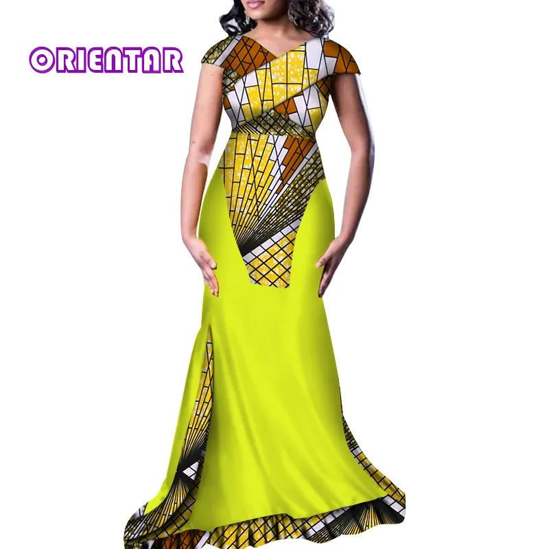 African Print Cotton Party Dress Women V-neck Long Maxi Evening Dress  WY3442 from Dhgate Ethnic Clothing - price 79.08