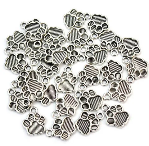 alloy Dog Paw Print Footprint Charms Antique silver Charms Pendant For necklace Jewelry Making findings 25x12mm