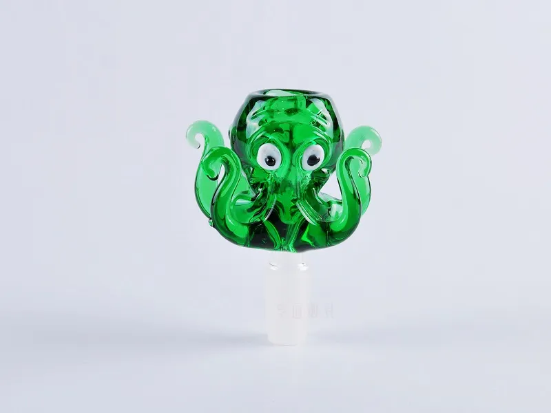 Ciotole in vetro Pyrex spesso stile con ciotola per polpo verde 14mm 18mm ciotola maschio narghilè Accessori per fumatori spedizione gratuita