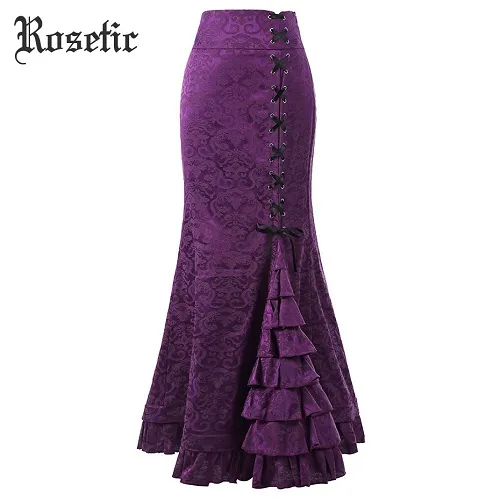 Gothic Skirt: Vintage Long Mermaid Skirt With Asymmetric