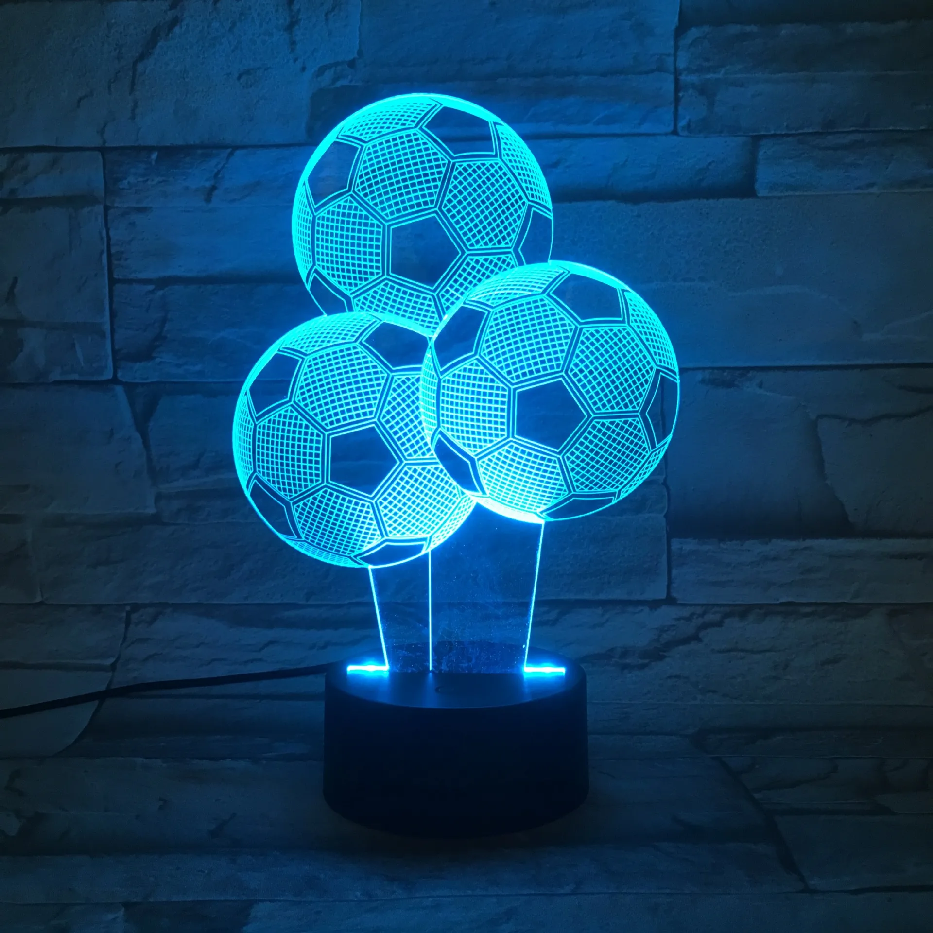 Veilleuses de Football 3D, nouveauté, 7 couleurs changeantes, Vision de la coupe du monde, Illusion stéréo, lampe d'ambiance colorée à LED