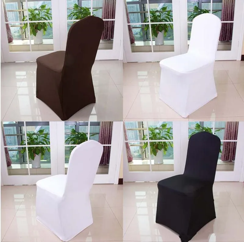 Wolesale Hotel Hotel Chair Cover Hochzeit Hochzeit reine Farbe mit dickem weißem elastischem High-End-Bankettstuhl-Cover kostenloser Versand