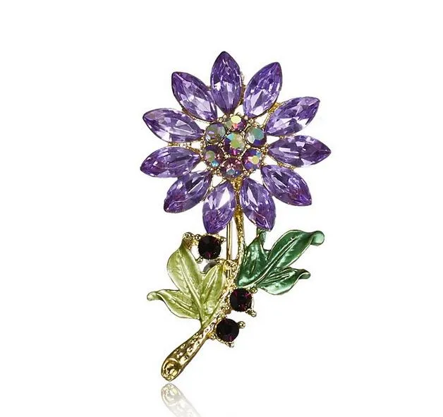 Moda roślina ślubna kwiat broszka szpilki rhinestone kryształ broszka szalik pin vintage broszki kobiety biżuteria