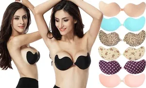 Buy SOWUNO Women's Bra Strapless Breathable Fashion Front Close Nonslip  Sticky Silicone Breast Lift Cover Push up Bra Leopard at
