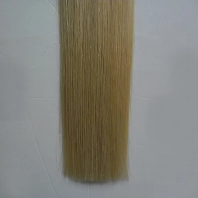 Лента в расширениях человеческих волос прямо 613# блондинка Лента в расширениях 40шт машина сделала Реми волосы на клейкой ленте PU кожи утка невидимым
