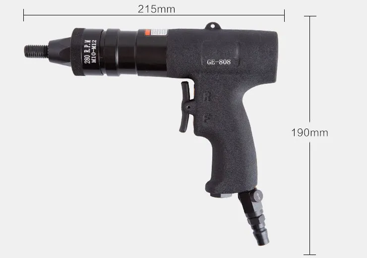 M4 ~ M12 Pistola Rebitadeira Pneumática com auto-travamento cabeças de rosca Rebite Porca Arma conjunto de ferramentas de ar