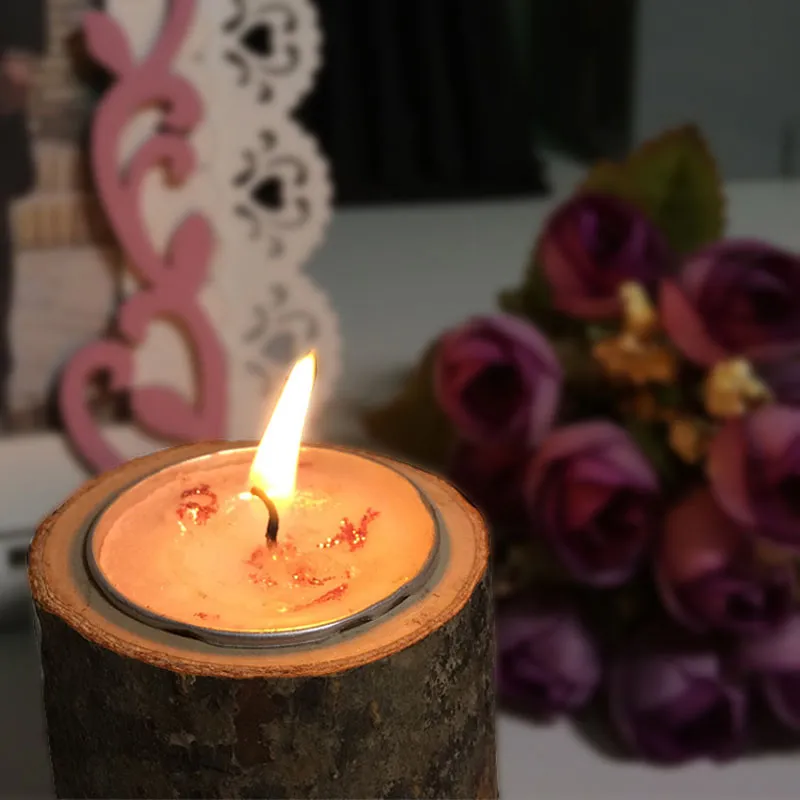 Hanobe Houten kaarsenhouder lade: ronde decoratieve kaars plaat boerderij tafel middenstuk rustiek hout theelicht pijler trays voor kerst bruiloft Halloween woondecoratie