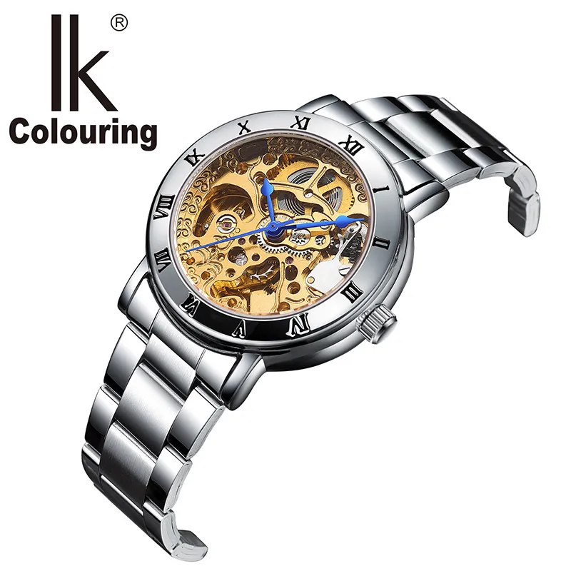 IK 2019 New Fashion Automatic Mechanical Women Watch Hollow Skeleton Full Steel OL Lady Watch Women Montre femme Orologio Donna