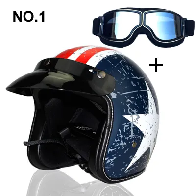 Voss Açık Yüz 3 4 Motosiklet Motorcross Casco Capacete Kask Scooter Kask Vintage ve Gümüş Gözlük229F