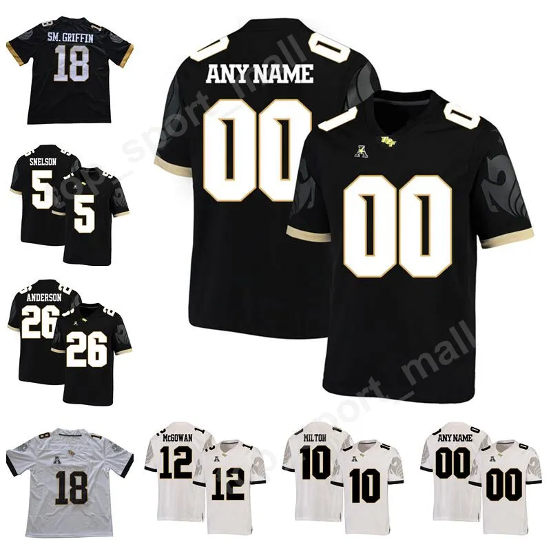 UCF Knights 5 Dredrick Snelson Jersey College 12 Taj McGowan 26 Otis Anderson 13 Gabriel Davis Fotboll Svart Vit Hem Away Uniform