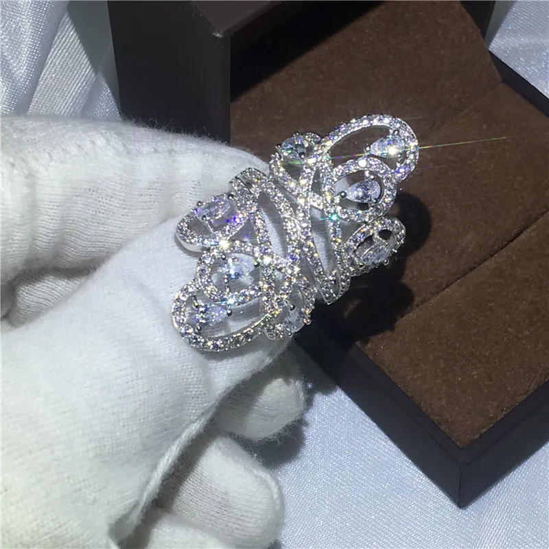 Victoria Wieck Cross line Femme Mode Diamonique Cz 925 Bague de fiançailles en argent sterling pour femmes Big jewelry
