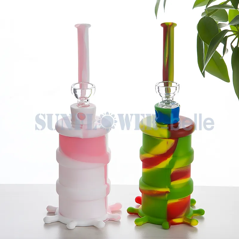 Commercio all'ingrosso Tubo dell'acqua in silicone alimentare da 8,3 pollici Mini Silicone Rigs Tubi acqua Bong colore misto - SRS416