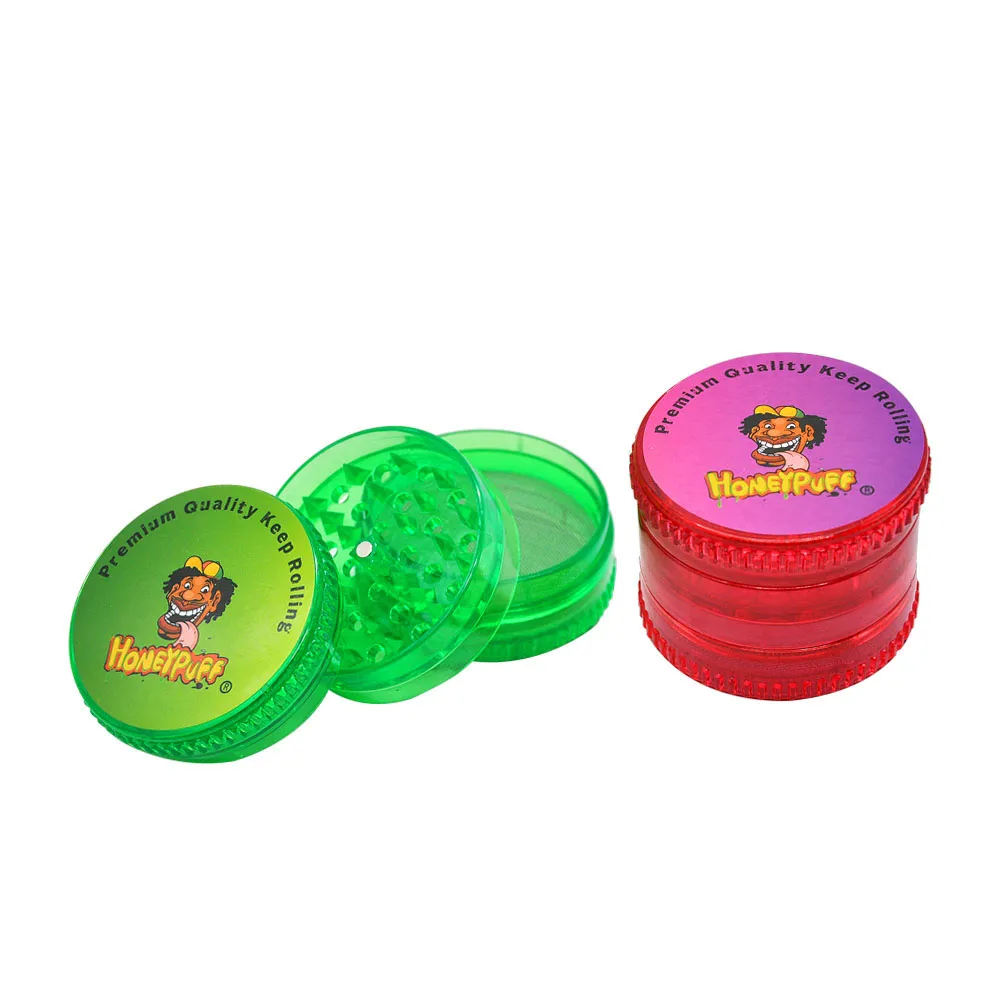 HONEYPUFF Magnetizza/Acrilico Smerigliatrice di erbe per fumatori di tabacco 60MM 4 strati Smerigliatrice per tabacco con denti di squalo in plastica Grande pezzo di stoccaggio Muller per erbe secche