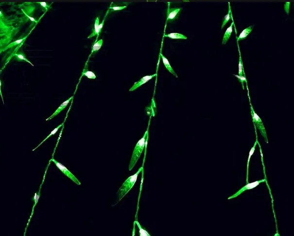 100LED 3.5M * 0.6 M Artificial Salix Leaf Wedding Vine Cortina de luz para el hogar Jardín Iluminación LED Luces de decoración navideña AC110V / 220V