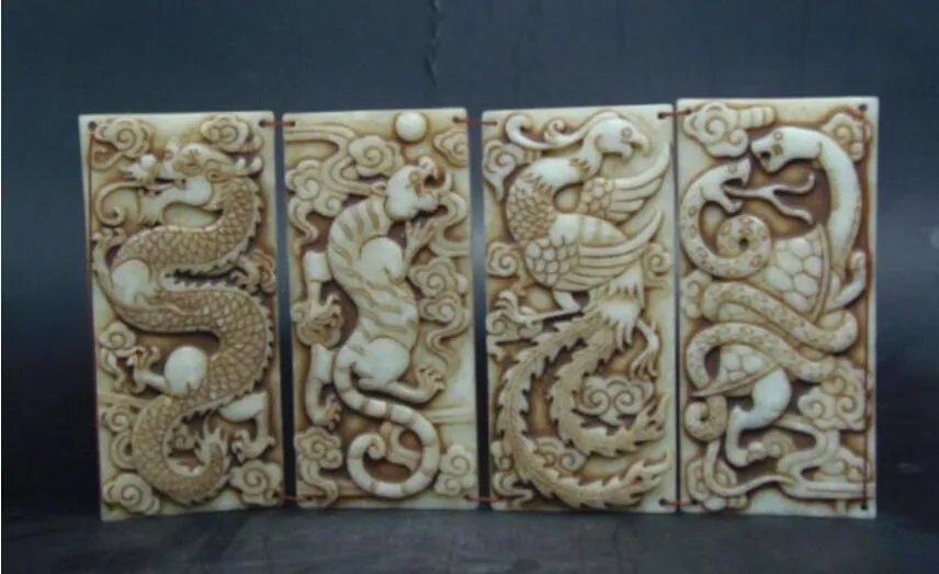 OLD Jade Book Chinese animal four (Dragon white tiger Phoenix Dragon turtle)