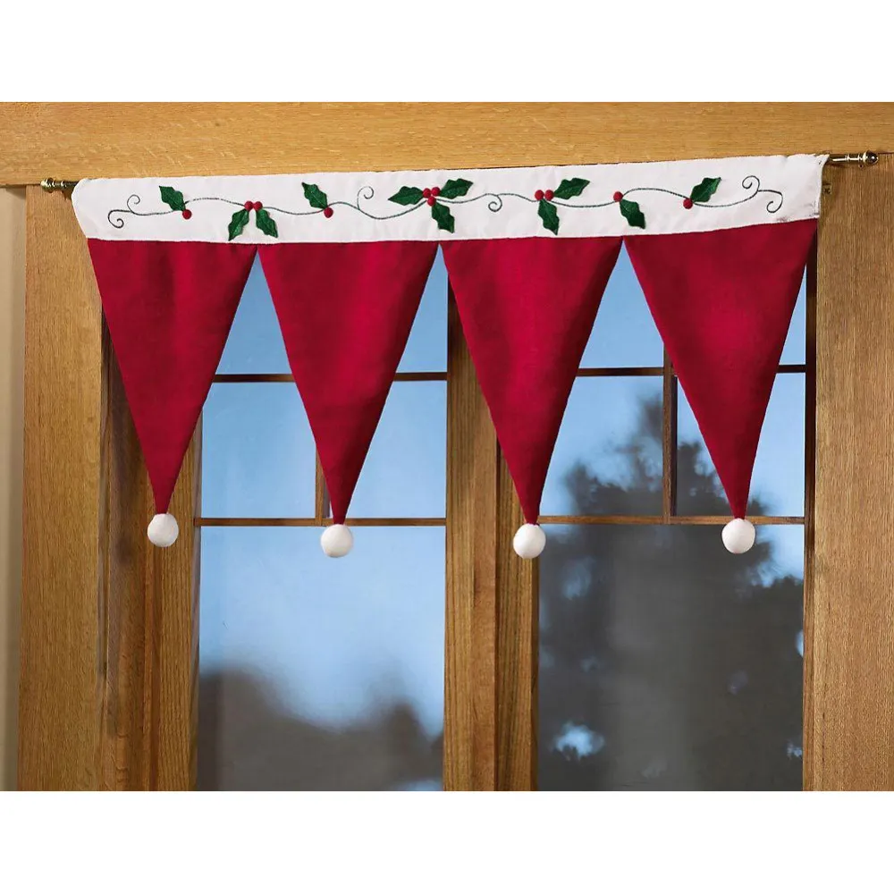 Pannello tende porte e finestre Tenda decorativa natalizia Decorazioni la casa la festa di Natale Capodanno Cappello di Babbo Natale Valance5551449