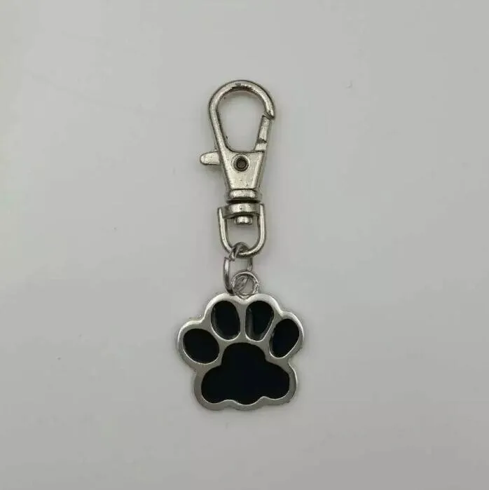 Enamel cats / dog paw prints Keychain-Fashion jewelry Tibetan silver Bear paw print charm Tennis pendant key chain ring Keychain A1