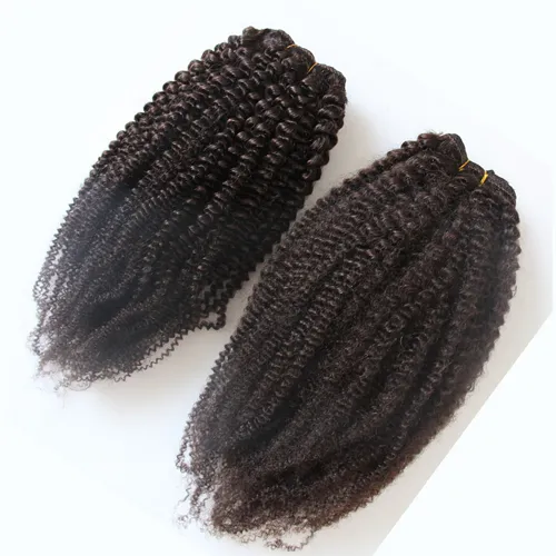 Yuntian Afro Kinky Curly Brazilian Kinky Curly Hair Weave Remy Human Hair Bundles 10-26 tum Naturlig Färg Hårväft