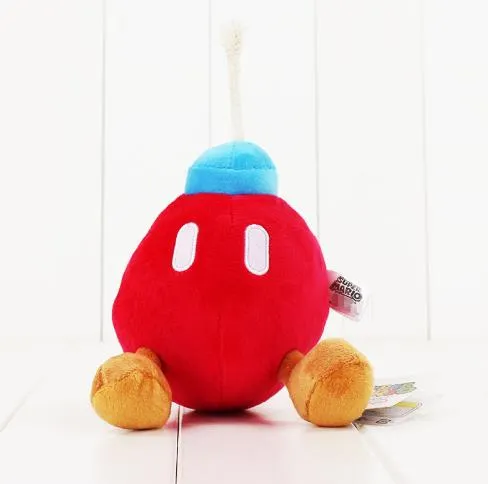 14CM Super Mario Bros bombe bourrée noir jouet et bombe rouge douce peluche poupée bonne livraison gratuite bombe mignonne cadeau pour les enfants