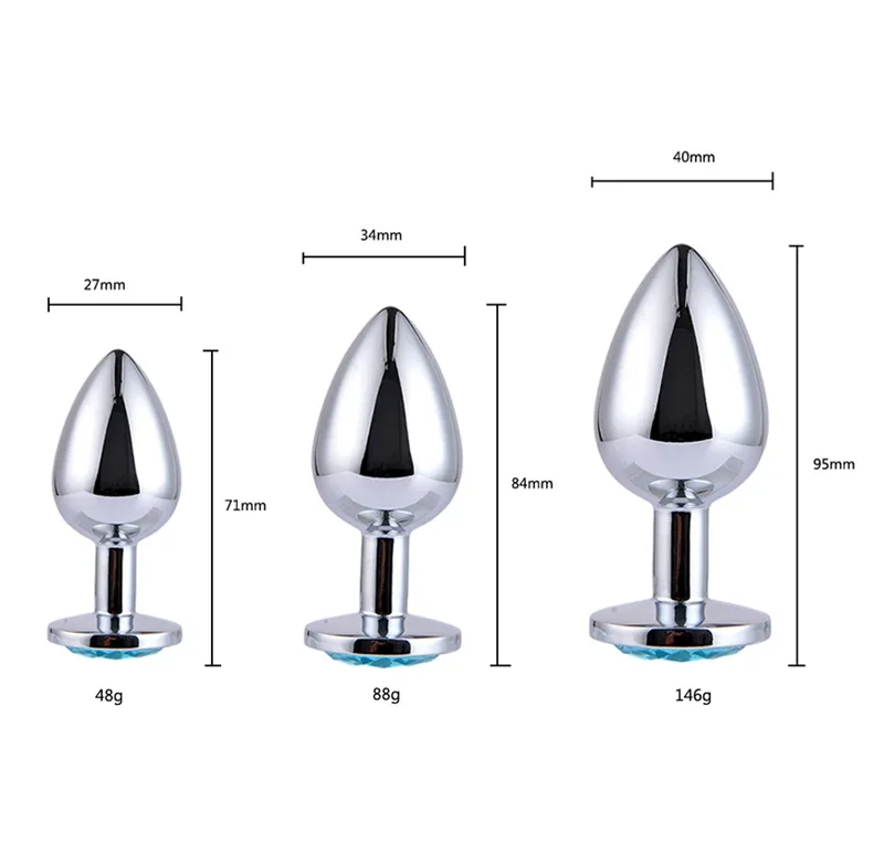 Small Middle Big Sizes Anal Plug Stainless Steel +Crystal Jewelry Anal Toys Butt Plugs Anal Dildo Adult Products for Women and Men