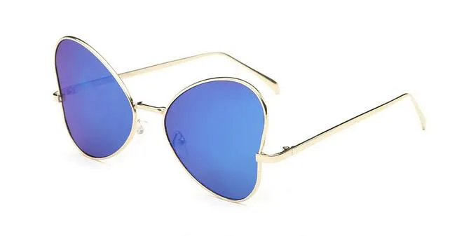 2018 mode damer fjäril solglasögon unika hjärtformade solglasögon ros guld solglasögon för kvinnor godis färger solglasögon