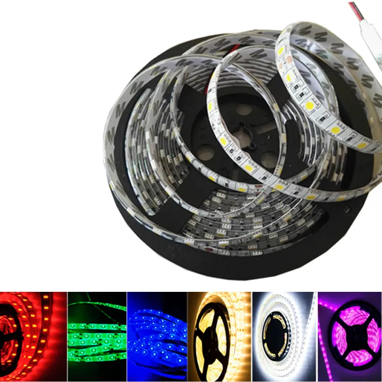Wholeset 16.4ft RGB LED Flexible Strip Lights SMD 5050 LEDs 12V DC Waterproof Light Strips DIY Christmas Home Car Bar Party Light