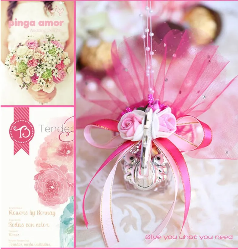 Nowy Ślub Favors Acrylic Silver Swan Sweet Wedding Gift Obywiście Candy Box Candy Pudełko Pudełko Ślubne Posiadacze