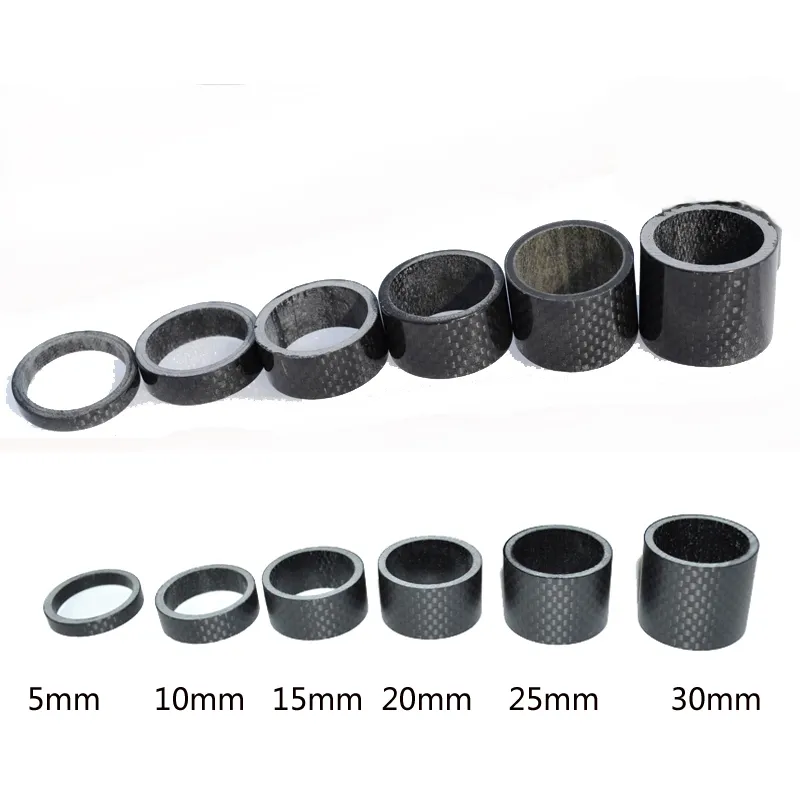 6pcs/lot bicycle washer Spacer 1-1/8 '' Carbon Fiber Washer MTB Bike fork Spacers set cycling headset parts