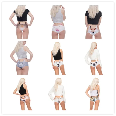 Women Funny Animals Ears Underwear Kawaii Pig Dog Kitty 3D Printing Briefs Sexy Panties Woman Underwear 12 Styles Free shipping