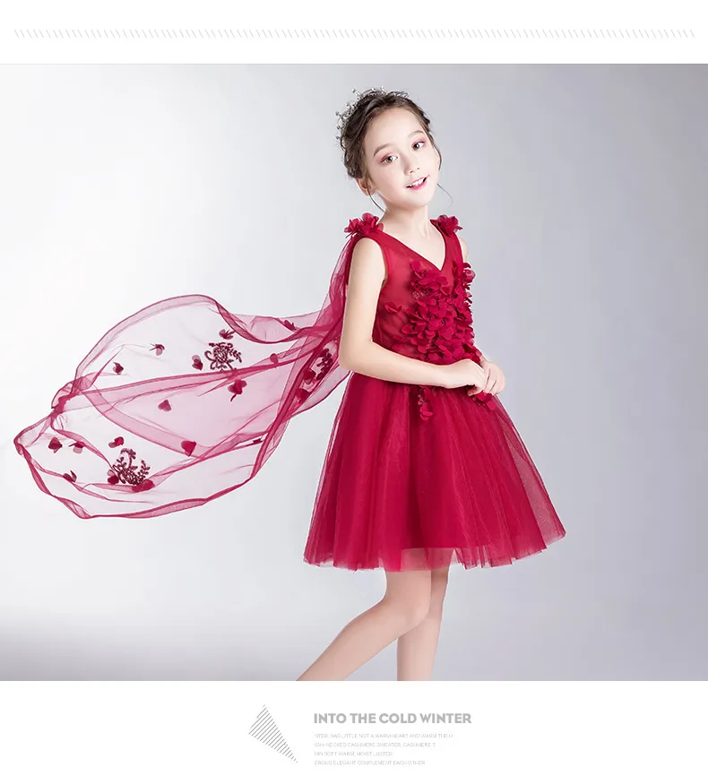 юные девочки elegant Длинный Рычаг Красного Тюль Маленькие Девочки Pageant Платья Свадьба  Праздник Невесты День Рождения Аппликации Шнурка Девушки Цветка От 4 388  руб. | DHgate