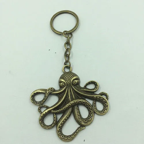 Yeni Sıcak Satış Zamak Antik gümüş bronz Ahtapot Denizcilik Kalamar Korsan Anahtarlık Anahtarlık Steampunk Moda Kadınlar Takı Tatil Hediyeleri