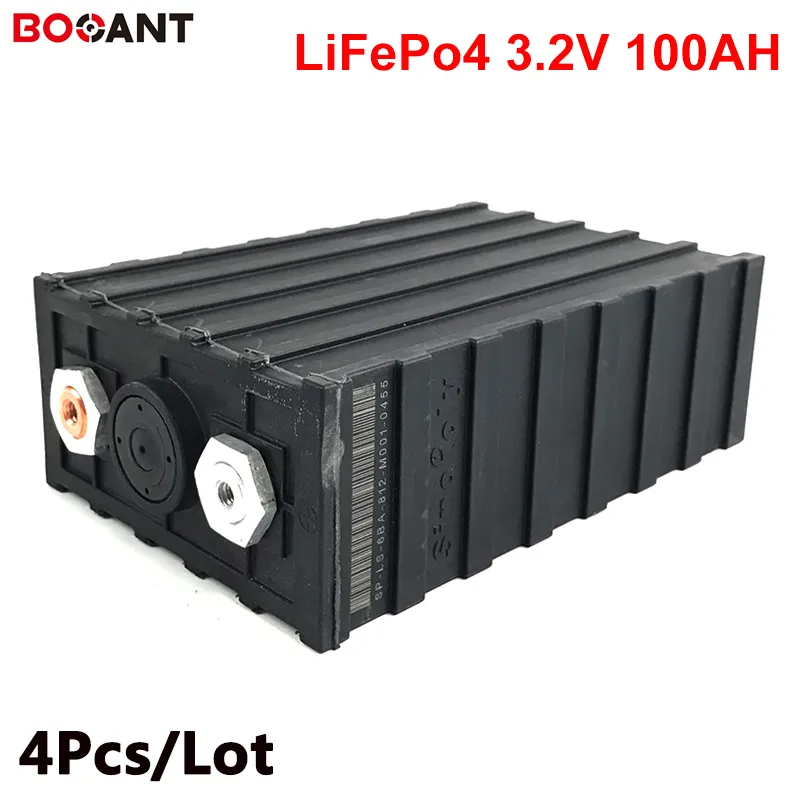 4 stks / partij Diepe Cyclus 3.2V 100AH ​​LIVEPO4 Cell Lithium Ion Batterij 60 V 48V 12V 100AH ​​200AH EV Solar Storage Batterij Gratis Verzending