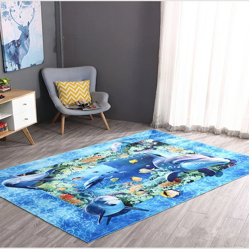 3D Printing Modern Pattern European Childred NonSlip Carpet for Living Room Bedroom Hallway Floral Animals World Bedside Rugs2468741