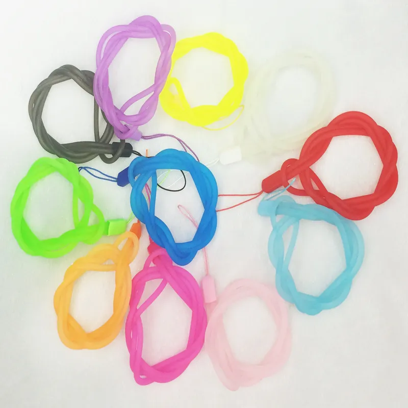 new PVC mobile phone rope creative tide luminous colorful transparent silicone shell mobile phone lanyard strap Flash Drives ID Cards