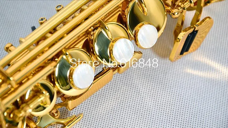 Jupiter JPS-547GL Straight Pipe B b Sopran Saxofon B Plant högkvalitativa musikinstrument Sax Guldpläterade Pearl Knappar med väska