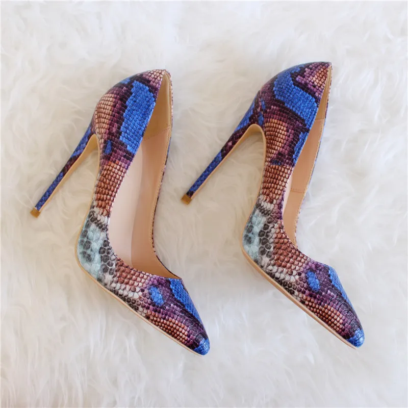 free fashion women pumps blue snake python printed pointed toe high heels sandals shoes boots bride wedding pumps 120mm 100mm 80mm